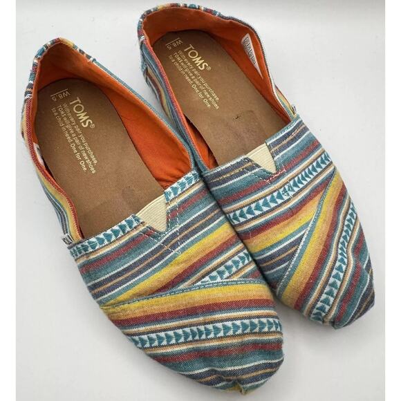TOMS Womens Slip On Flats Southwestern Aztec Native Tribal Boho Design Size 8.5 - Picture 1 of 7